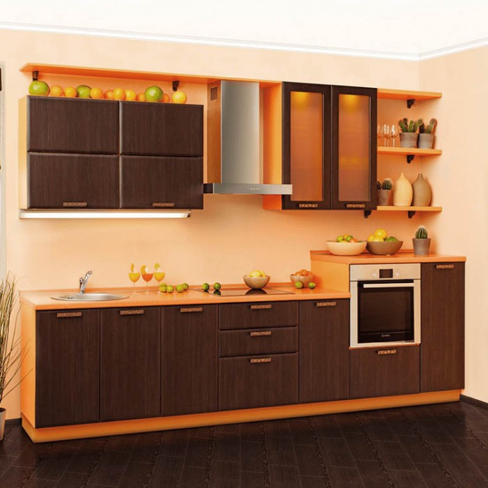 Оранжево-коричневая кухня